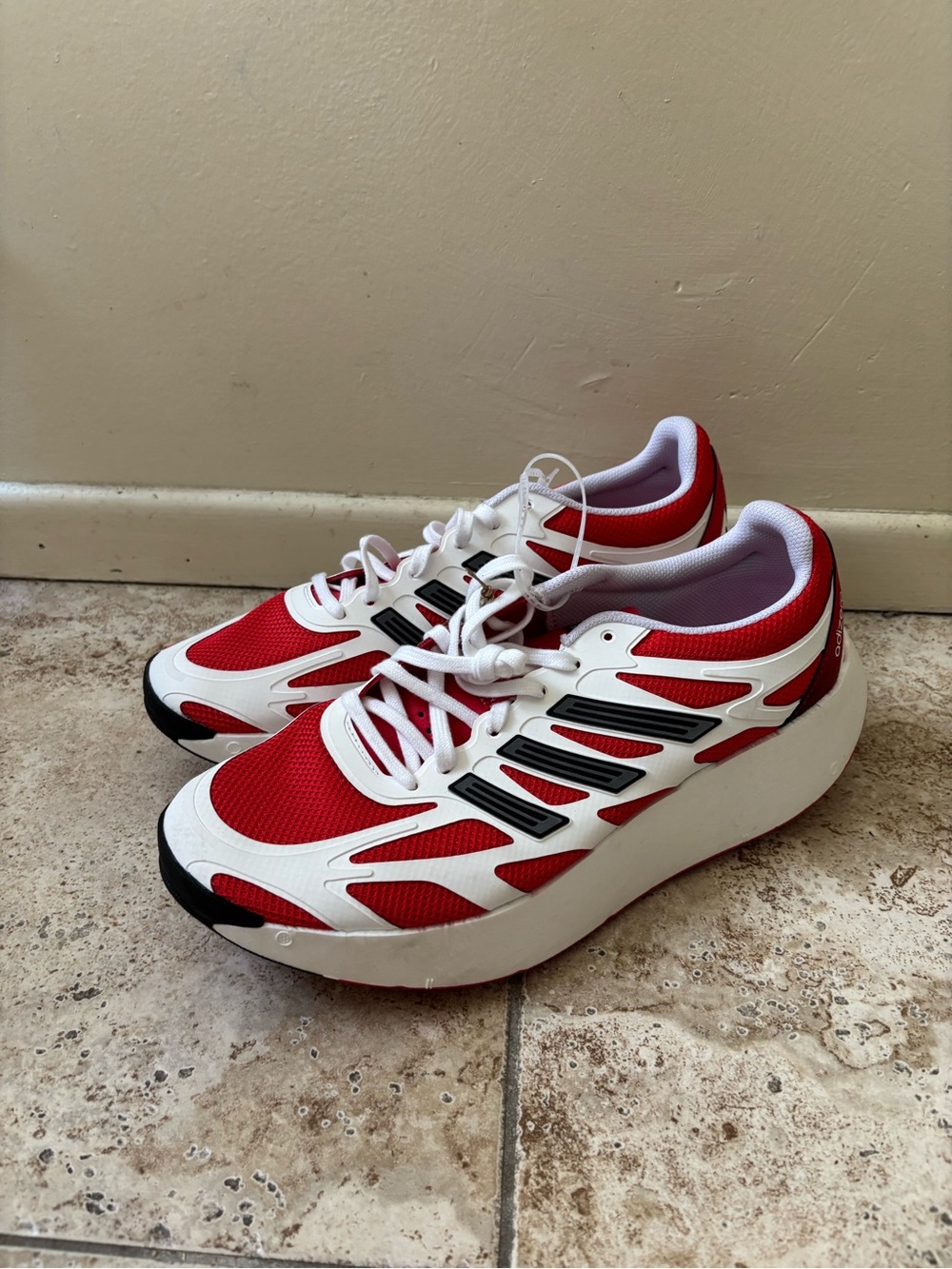 adidas Adizero Aruku Lace Up  Mens Red White Sneakers Casual Shoes JI0308 11.5